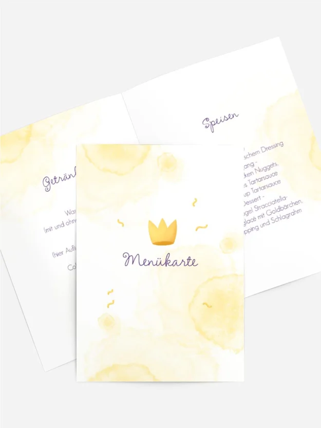 Menükarte Geburtstag Prinzessinnenspaß