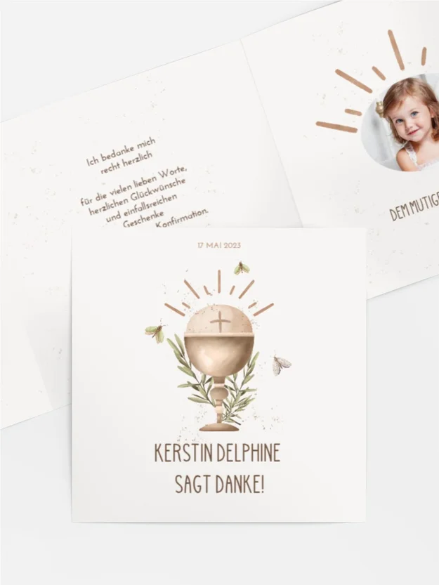 Dankeskarte Konfirmation Heilige Strahlen