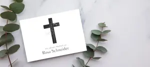 Danksagung, weiße Karte, schwarze Schrift, Hintergrund Marmorstein