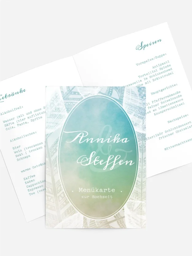 Hochzeit Menükarte Federleicht