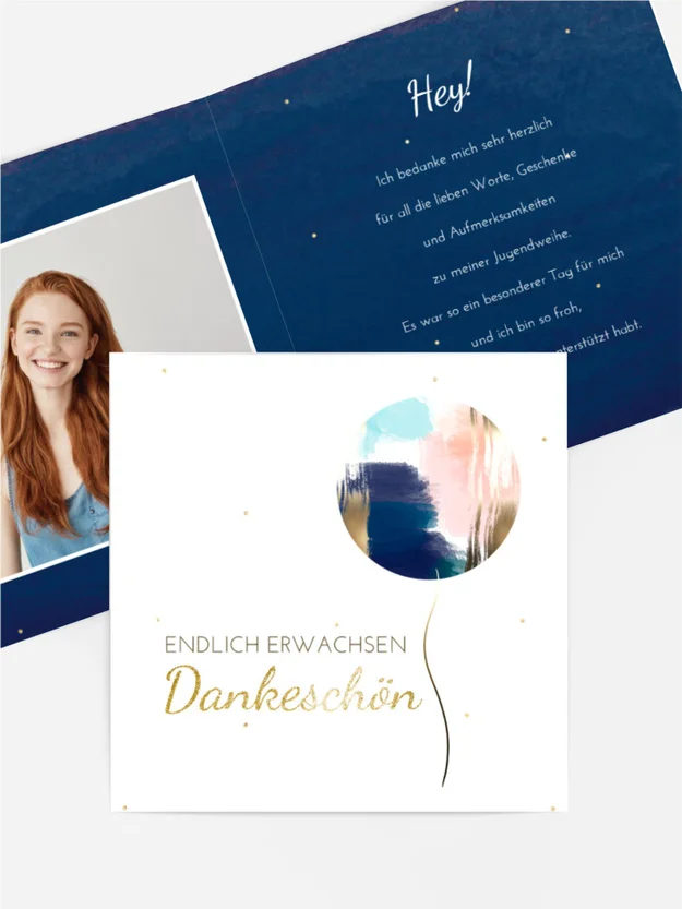Dankeskarten Jugendweihe Abstrakter Ballon