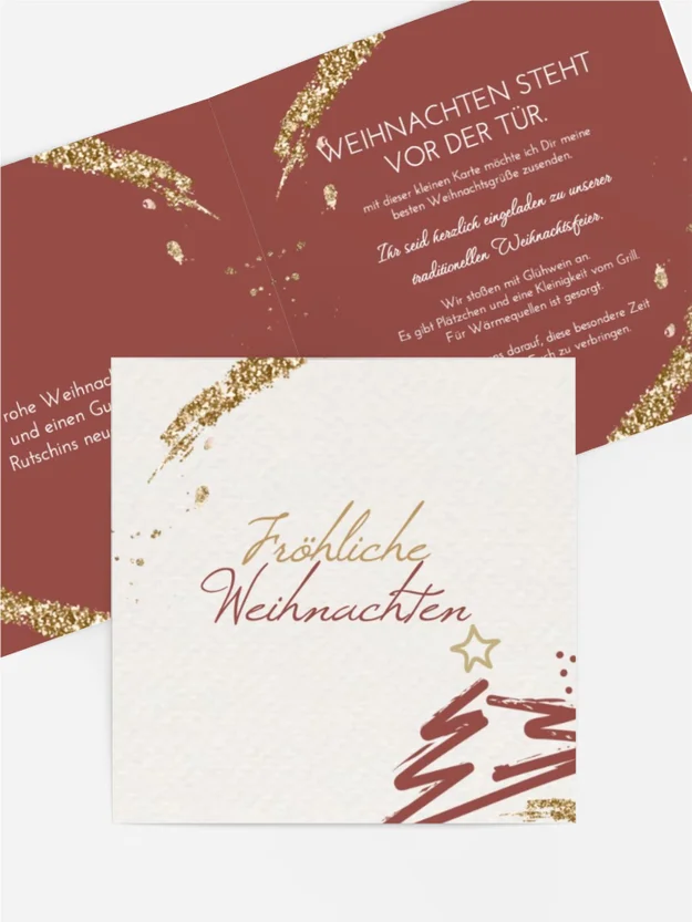 Einladung Weihnachten Goldene Streifen