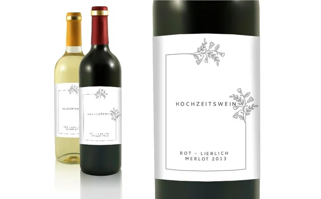 Hochzeit Flaschenetiketten Reihe von Blumen