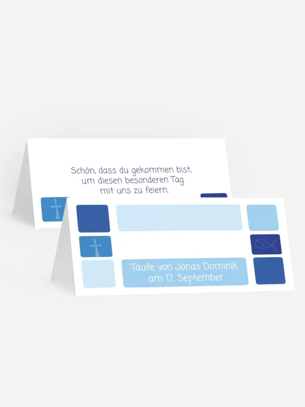 Tischkarte Taufe Kästchen