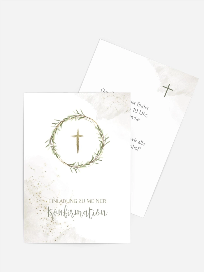 Einladungskarte Konfirmation Kräuterkranz