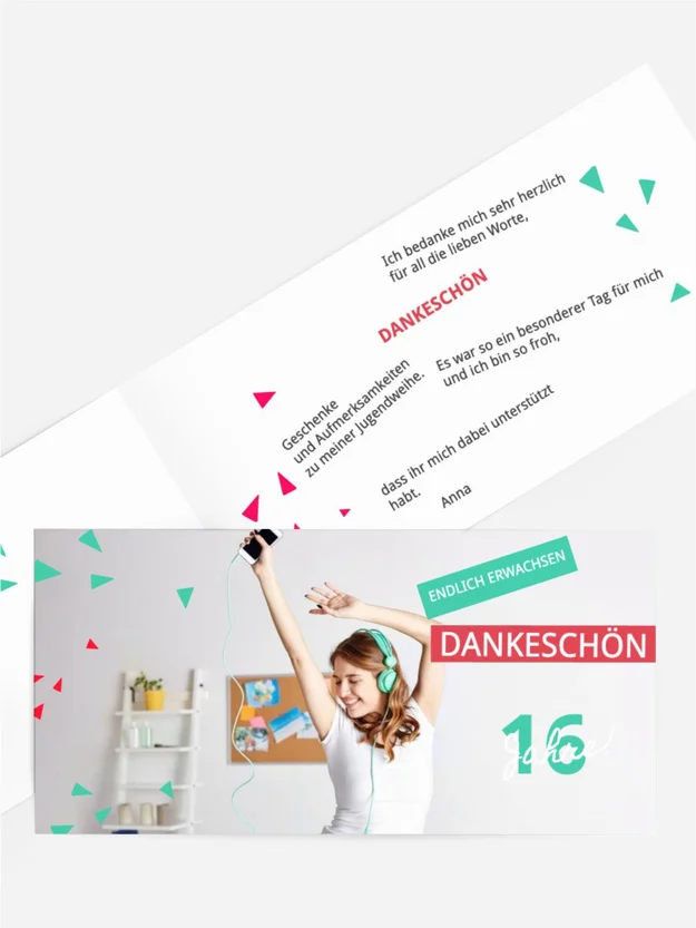 Dankeskarten Jugendweihe Partyschnipsel
