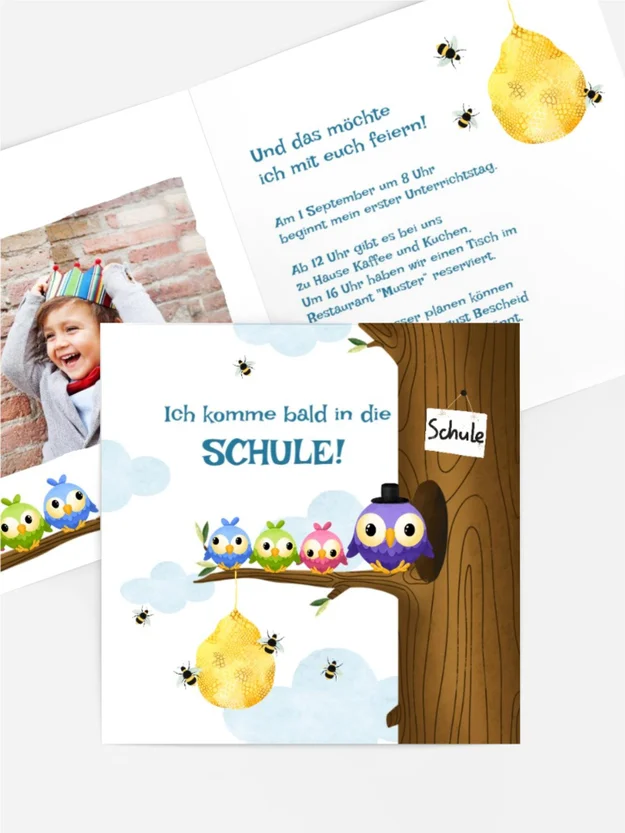 Einladungskarte Einschulung Eulenast