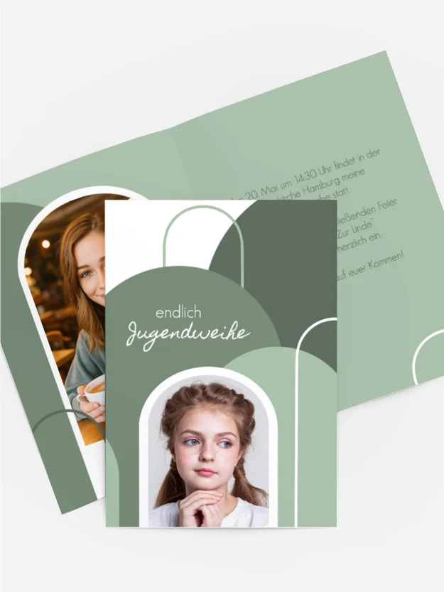 Einladungskarte Jugendweihe Rundbögen