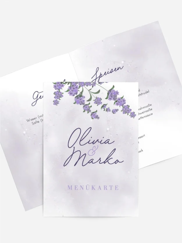 Menükarte lila Schatten
