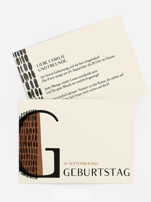 Geburtstagseinladung  Großbuchstaben
