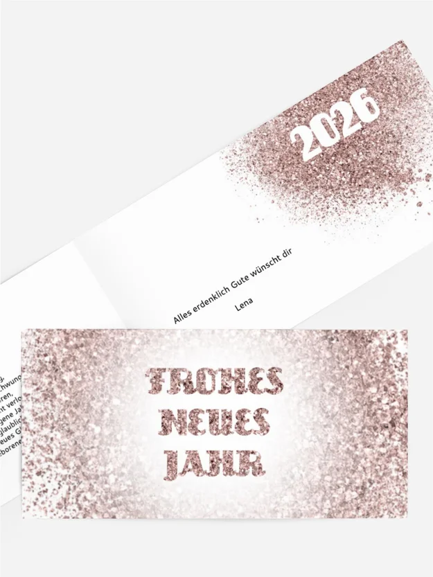 Neujahrskarte Glitterschrift