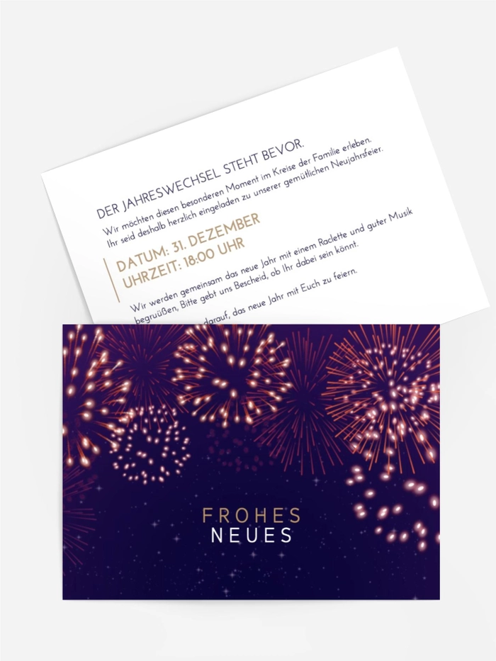 Neujahrskarte Feuerwerkskörper Neujahrskarte Feuerwerkskörper