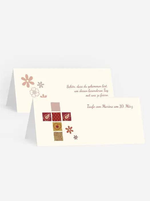 Tischkarte Florales Kreuz