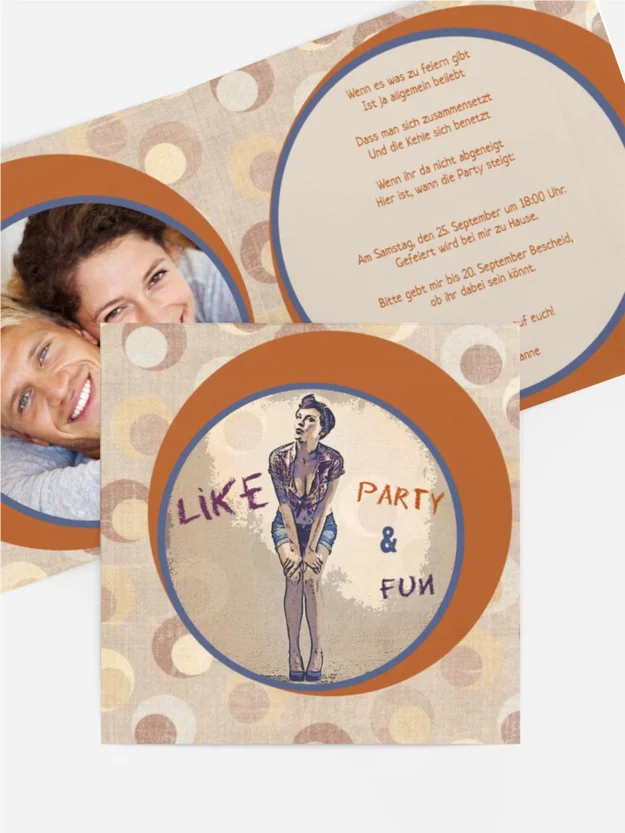 Einladung zum Geburtstag Retro Pin up Foto