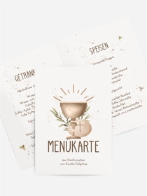 Menükarte Konfirmation Heilige Strahlen