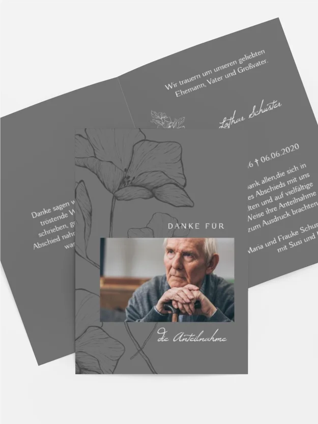 Trauerdanksagung Schwarzgrauer Tag