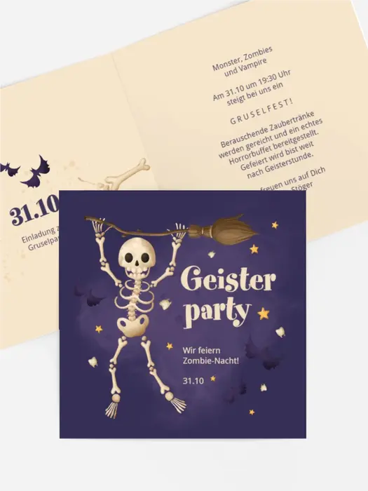 Halloween Einladung Tanz der Knochen