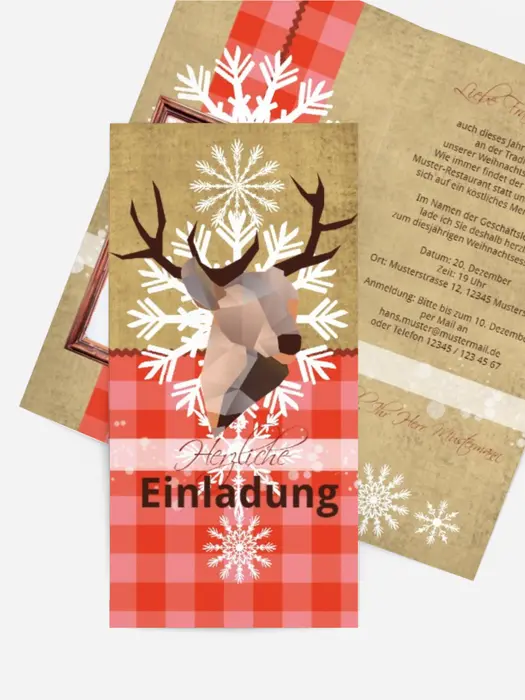 Foto Weihnachtseinladung Hirschkopf