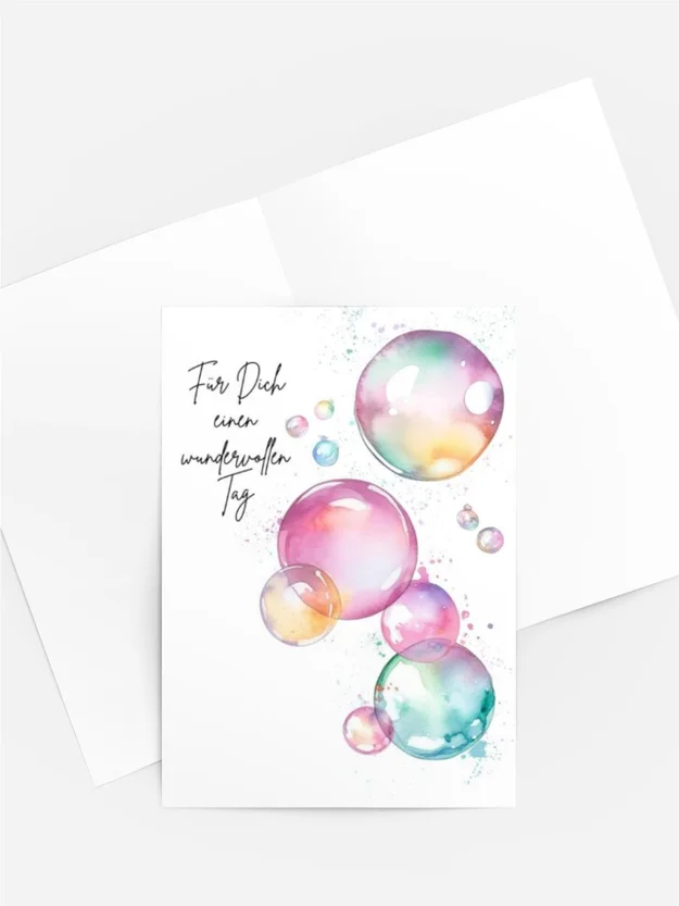 Aquarell-Seifenblasenkarte – Für Dich einen wundervollen Tag