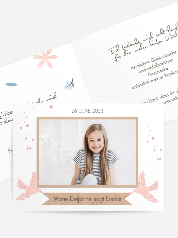 Dankeskarte Konfirmation Tauben des Friedens Dankeskarte Konfirmation Tauben des Friedens