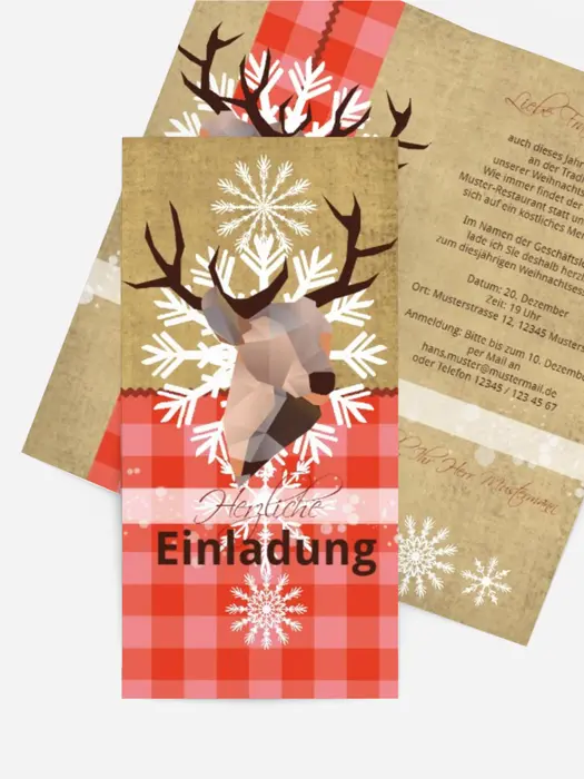 Weihnachtseinladung Hirschkopf