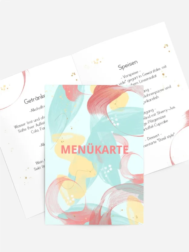 Menükarte Geburtstag Künstlerische Vielfalt