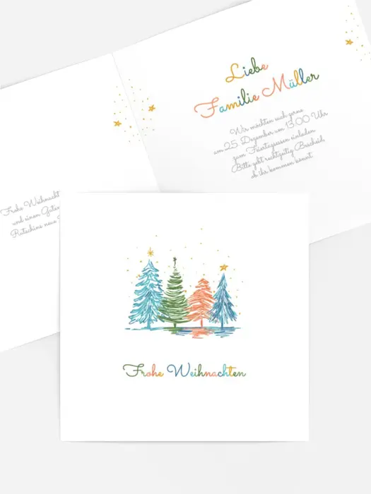 Einladung Weihnachten Bunte Zweige