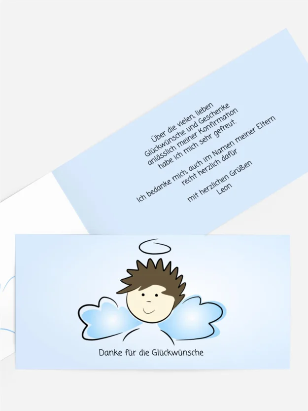 Dankeskarte Konfirmation Engelchen Jungs Dankeskarte Konfirmation Engelchen Jungs