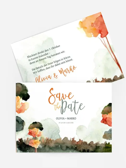 Save the Date Karte Blumenflecken Save the Date Karte Blumenflecken