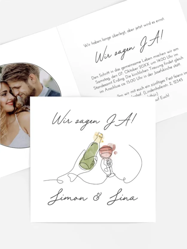 Hochzeitseinladung Prost Hände