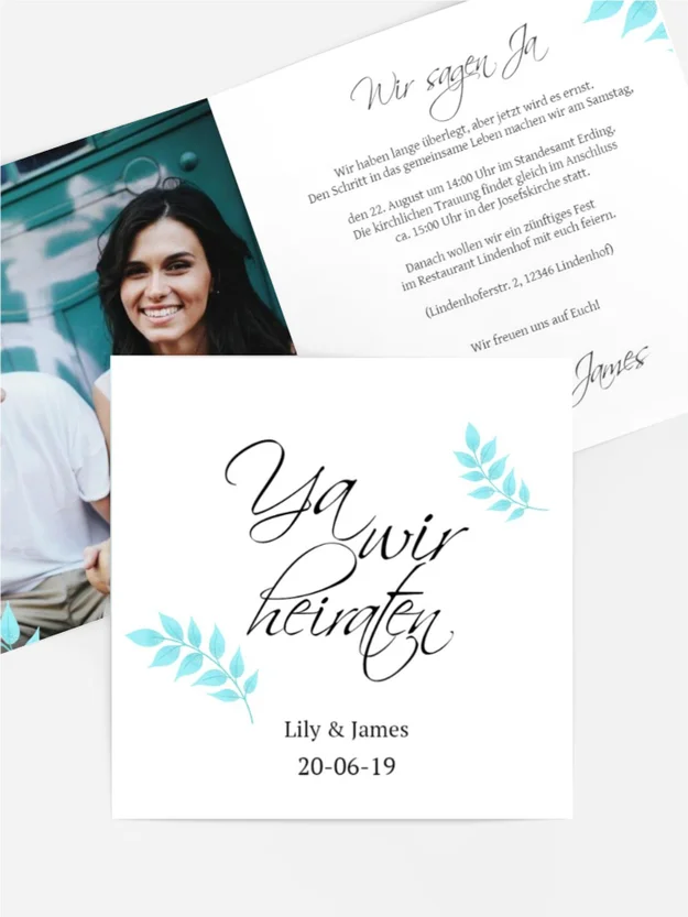 Hochzeitseinladung Blattbogen