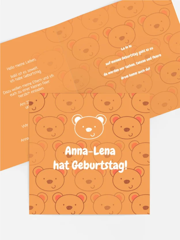 Einladung Kleinkind Bärchengesicht