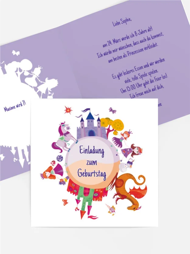 Kindergeburtstagseinladung "Traumprinzessin" Kindergeburtstagseinladung "Traumprinzessin"