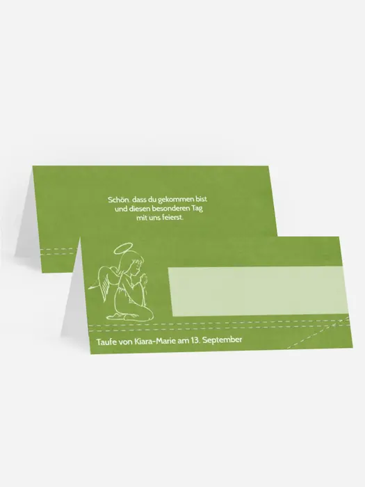 Tischkarte zur Taufe Engel