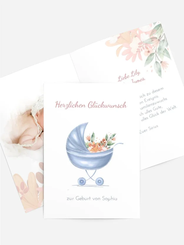 Glückwunschkarte  Kinderwagen