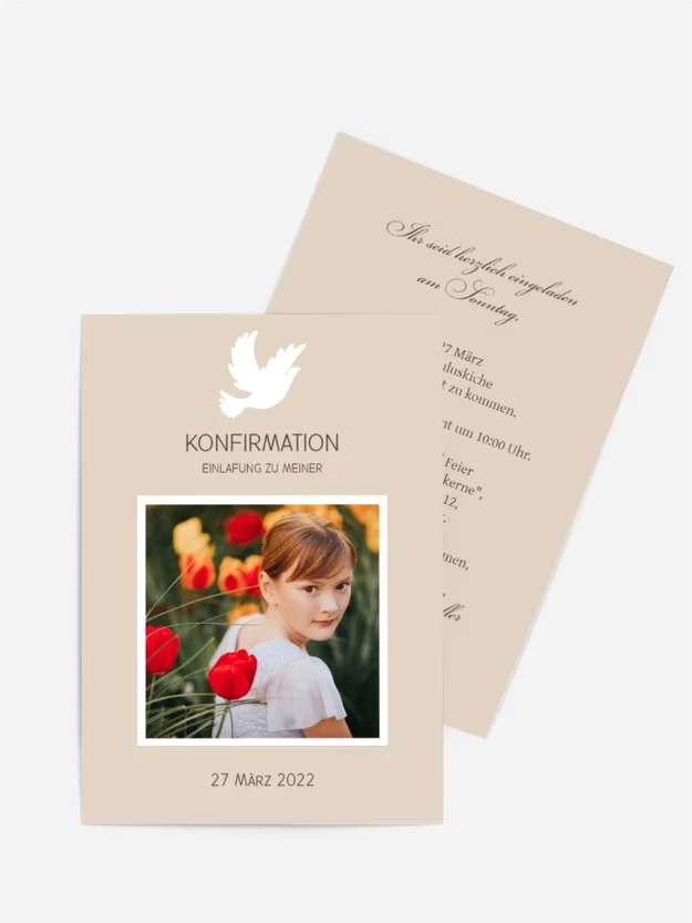 Einladungskarte Konfirmation Hoffnungstaube Einladungskarte Konfirmation Hoffnungstaube