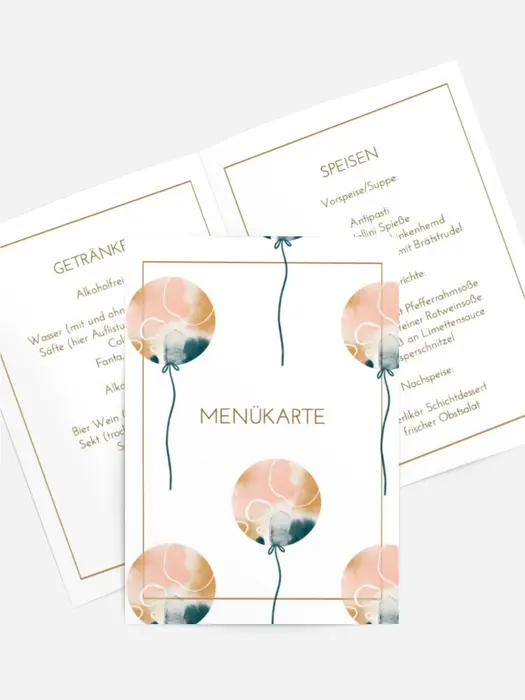 Menükarte Geburtstag Aquarellballons