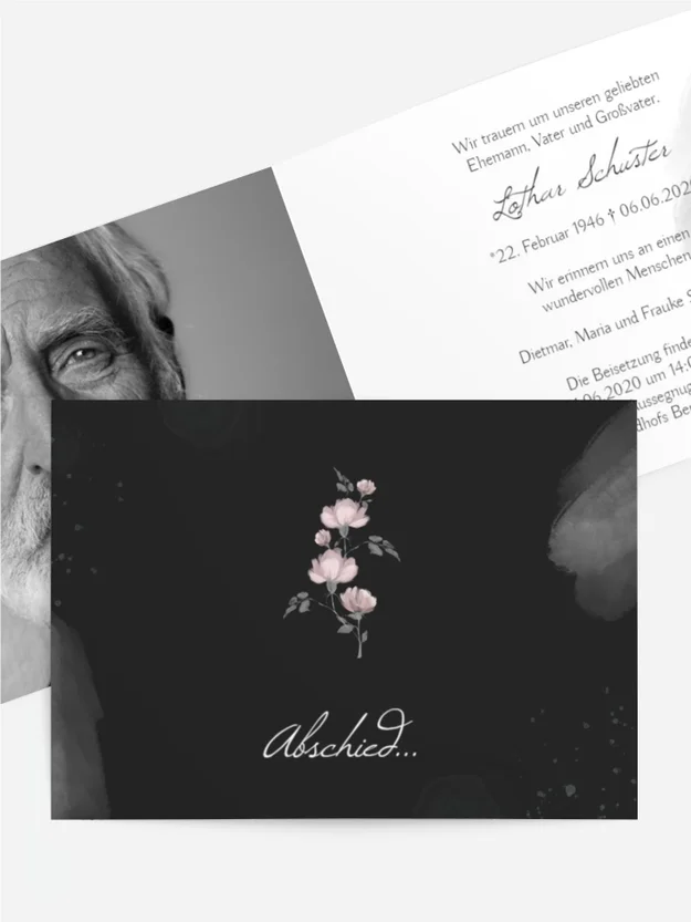 Trauerkarte Tiefes Trauerschwarz im Zeichen der Liebe