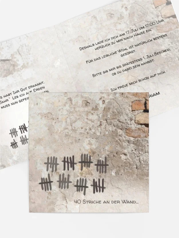 Einladung Striche an der Wand 40
