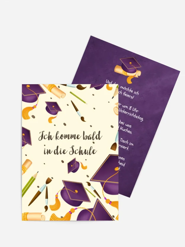 Einladungskarte Einschulung Doktorhut