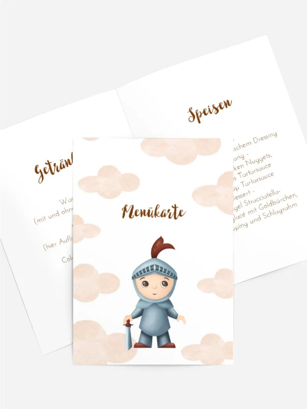 Menükarte Geburtstag Ritter der Wolken Menükarte Geburtstag Ritter der Wolken