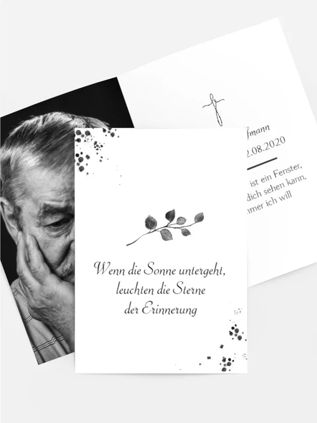 Sterbebildkarte Leise & Unerwartet