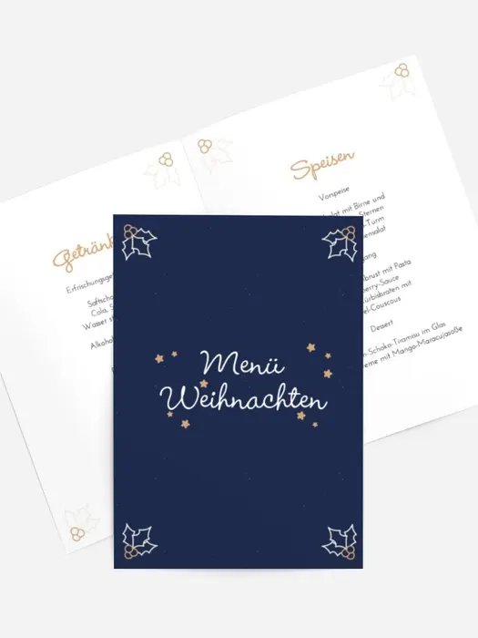 Menükarte Weihnachten Feiertagsblätter