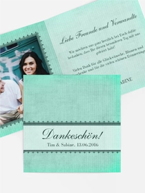 Dankeskarte Hochzeit "Vintage Spitzenbordüre"