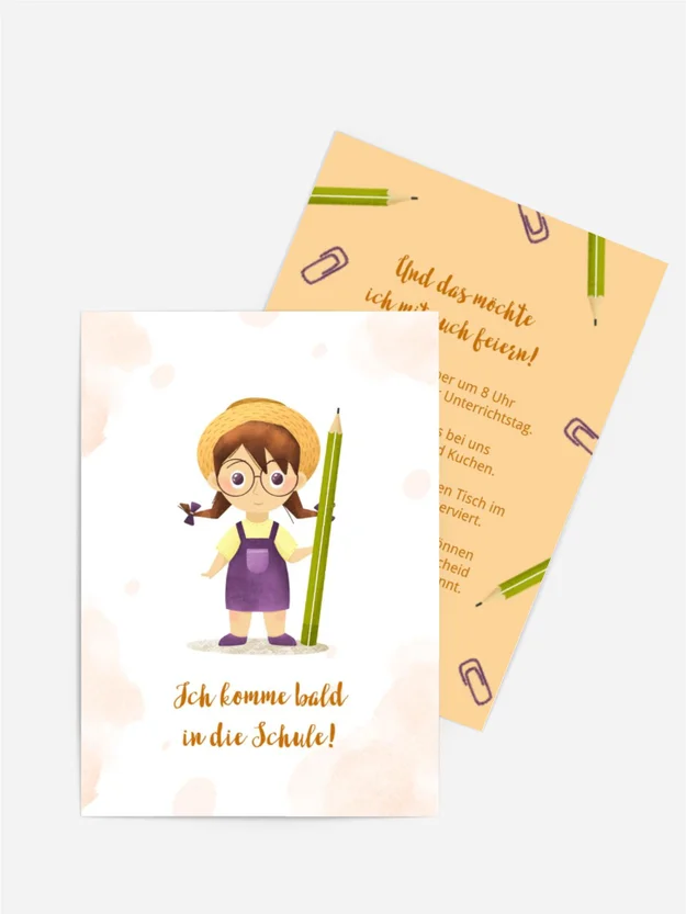 Einladungskarte Einschulung Bunter Stift