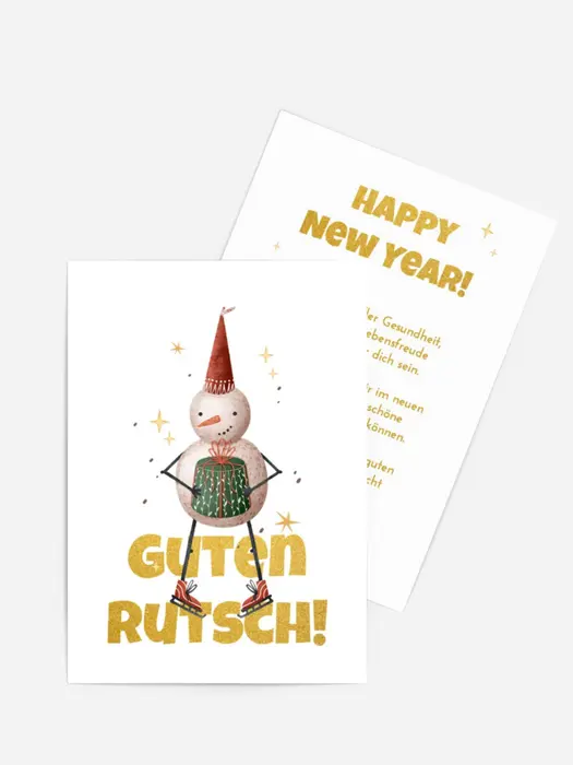 Neujahrskarte Schneemann