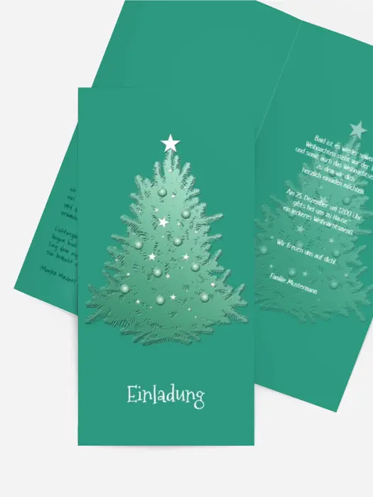 Weihnachtseinladung Privat geschmückter Baum