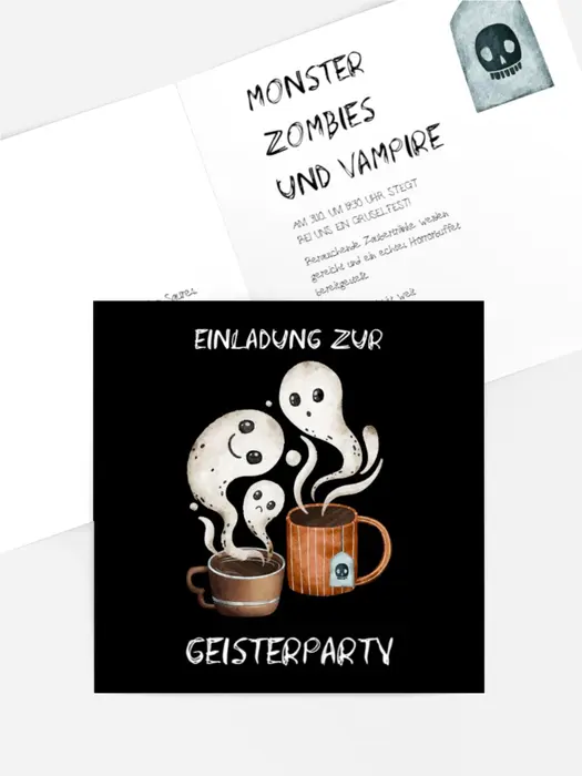 Halloween Einladung Geistertasse Halloween Einladung Geistertasse