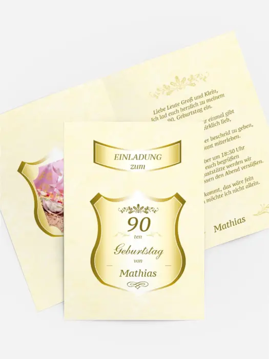 Geburtstagseinladung 90 label Foto