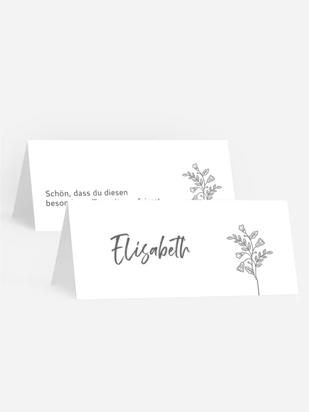 Tischkarte Reihe von Blumen